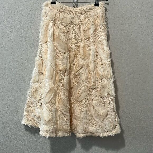 HD IN PARIS (Anthro) Floral Applique Full Midi A-Line Skirt, Ivory, Size 0 - Picture 2 of 10